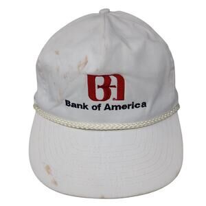 Bank Of America Slideback Baseball Cap White OS Adjustable Embroidered Rope ABC
